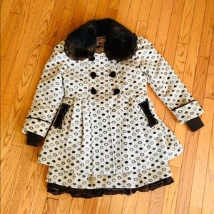 Polka Dot Matching Coat and Dress Set for Girls